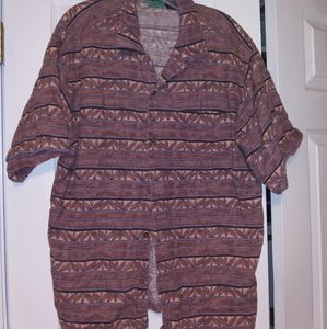 Vintage Autumnal Leaf Pattern Shirt